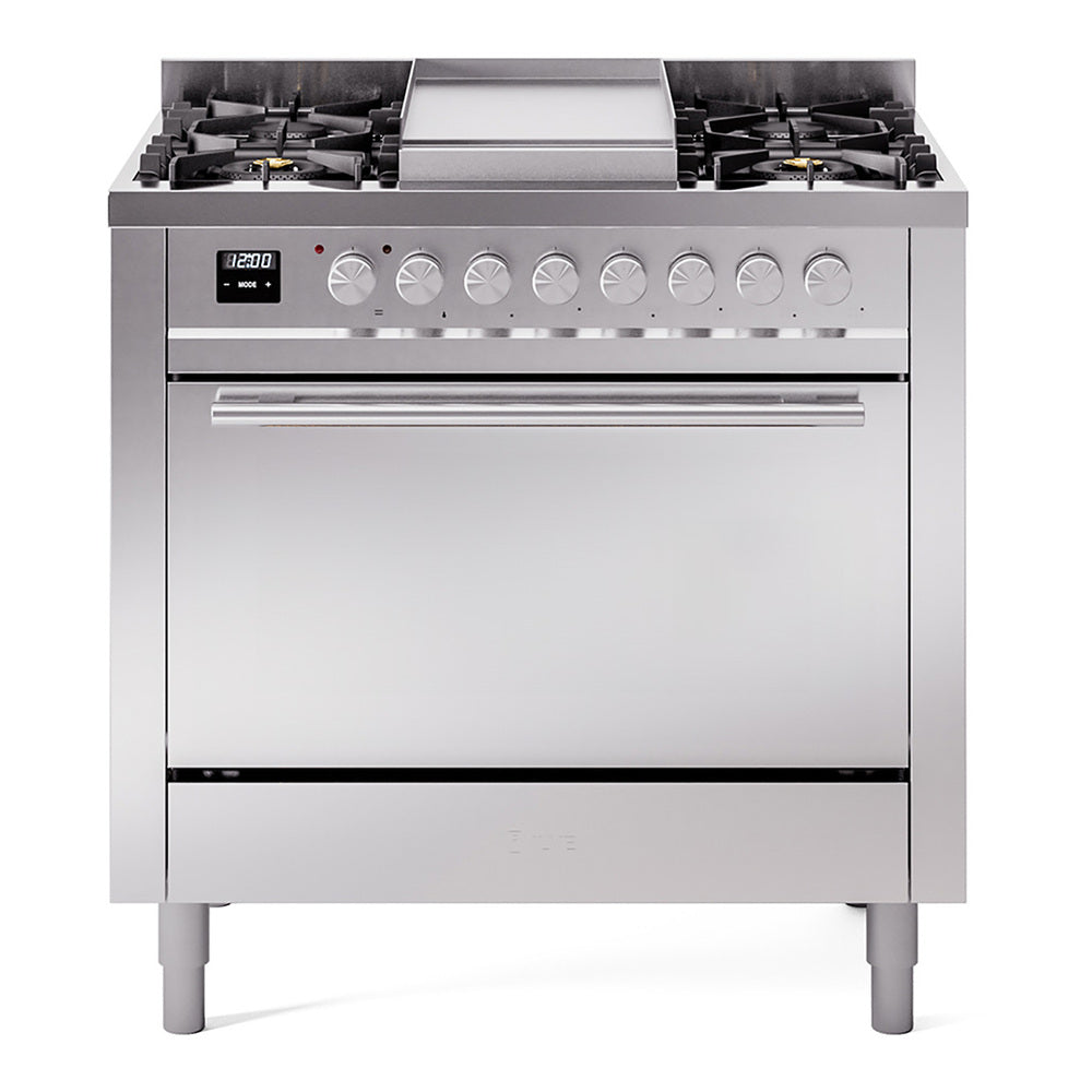 Ilve UP36FQMPSS Professional Plus Ii 36 Inch Dual Fuel Natural Gas Freestanding Range In With Trim