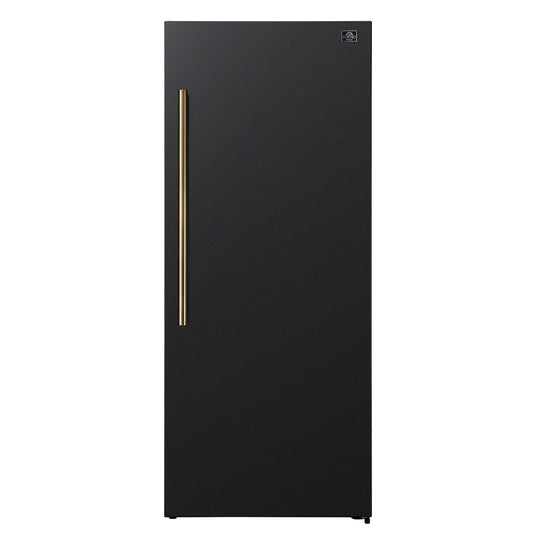 Forno FFFFD172228BLKRS Forno Maderno 28-Inch Convertible Freezer/Refrigerator In Black With Antique Brass Handle, 13.6 Cu.Ft. Right Swing