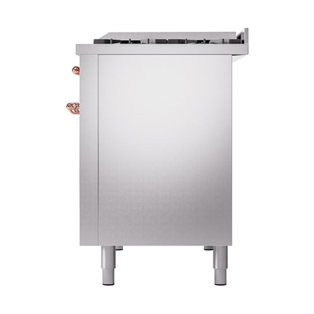Ilve UN48FQNMPSSPLP Ilve Un48Fqnmpssplp Nostalgie Ii Noblesse 48" Dual Fuel Range (8 Sealed Burners + Griddle, Liquid Propane, Solid Door, Stainless Steel, Copper)