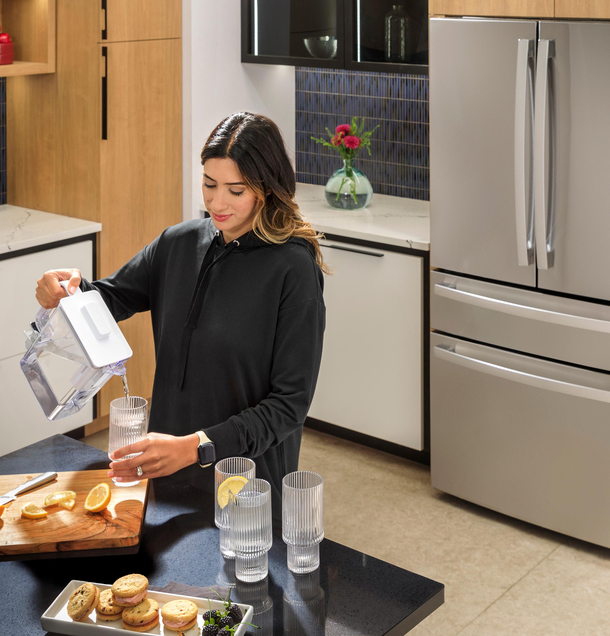 Ge Appliances PHD23BYWFS Ge Profile™ Energy Star® 22.9 Cu. Ft. Counter-Depth Quad-Door Refrigerator With Dual-Dispense Autofill Pitcher And Door In Door