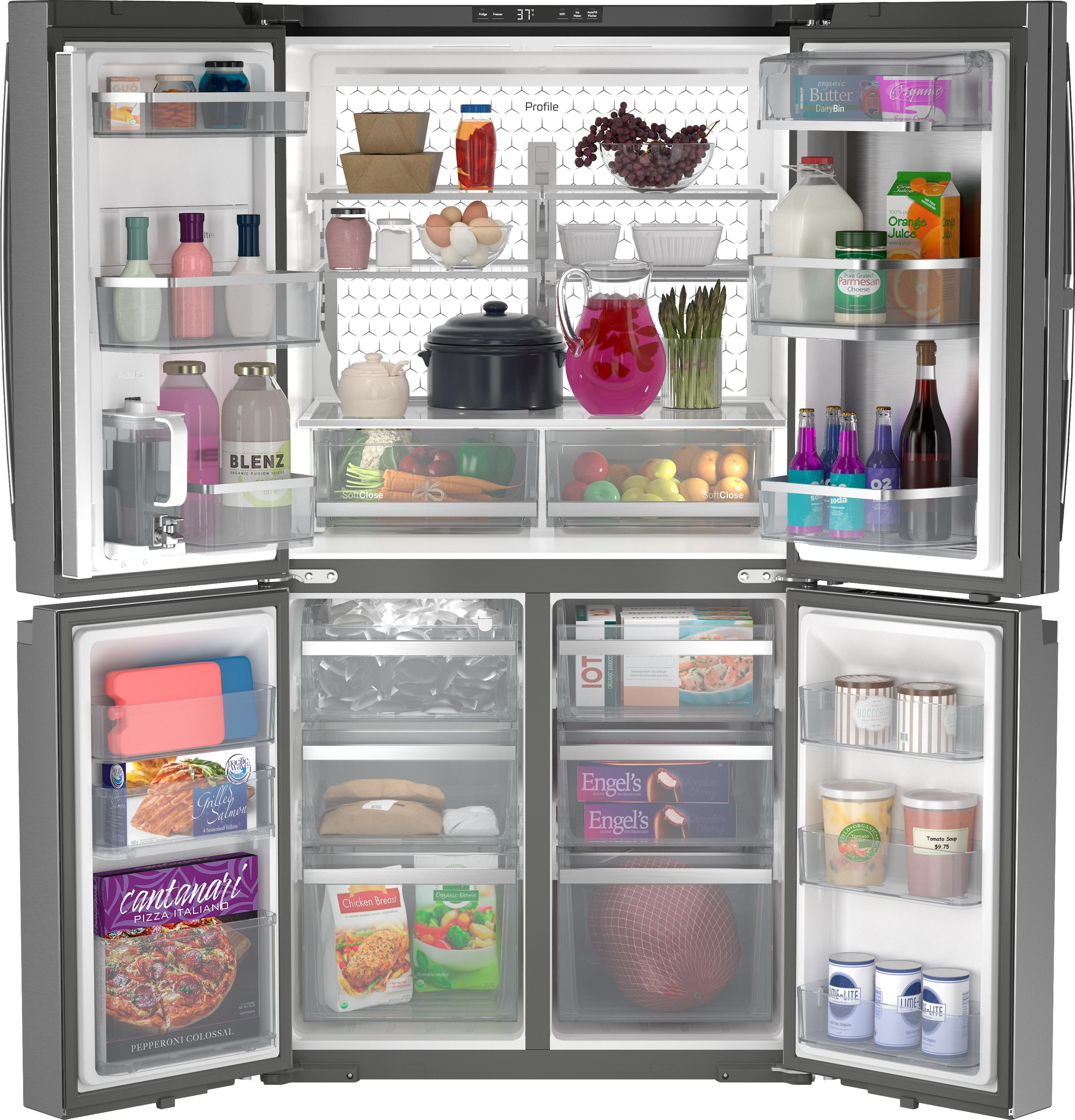 Ge Appliances PHD23BYWFS Ge Profile™ Energy Star® 22.9 Cu. Ft. Counter-Depth Quad-Door Refrigerator With Dual-Dispense Autofill Pitcher And Door In Door