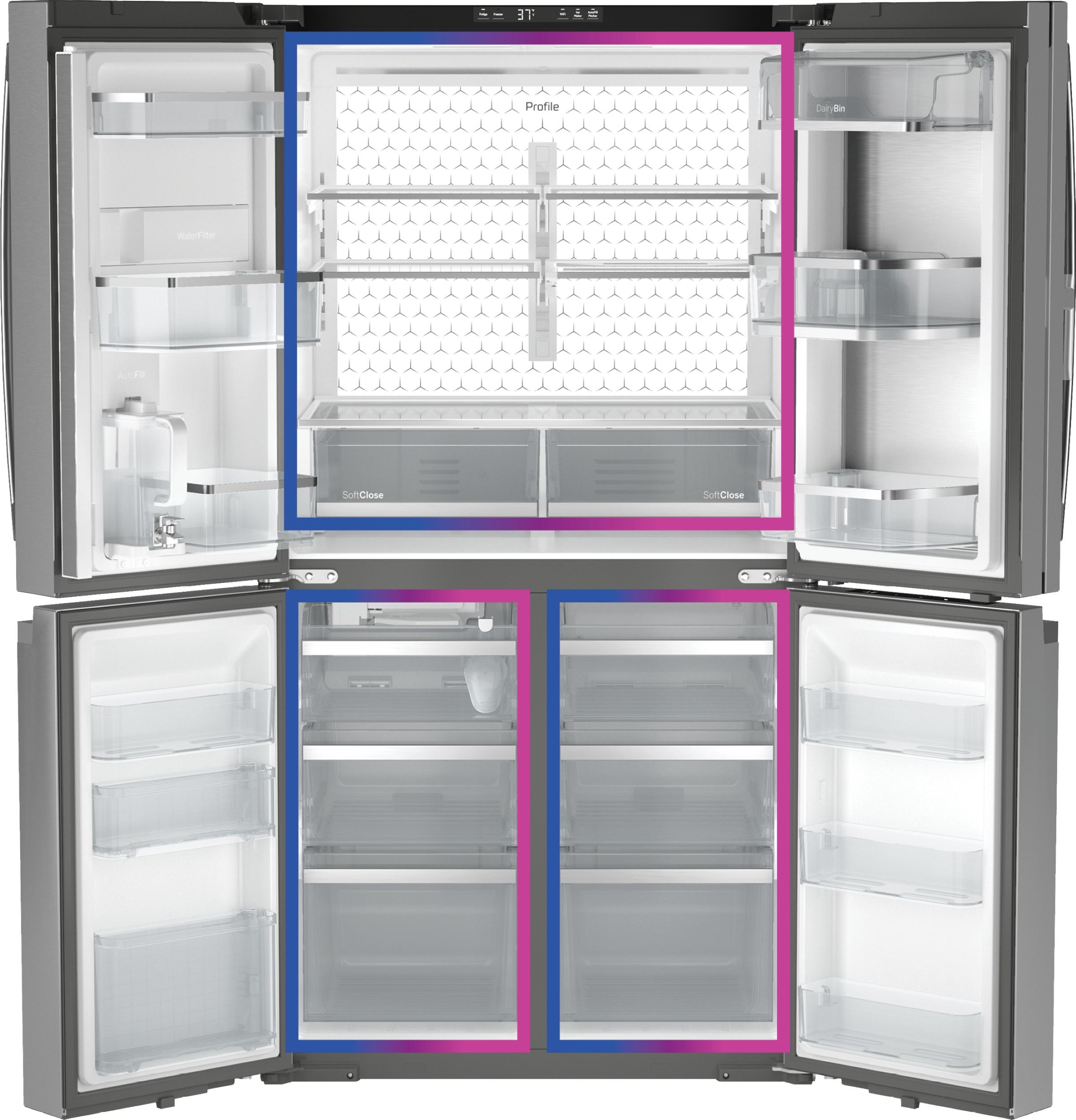 Ge Appliances PHD23BYWFS Ge Profile™ Energy Star® 22.9 Cu. Ft. Counter-Depth Quad-Door Refrigerator With Dual-Dispense Autofill Pitcher And Door In Door