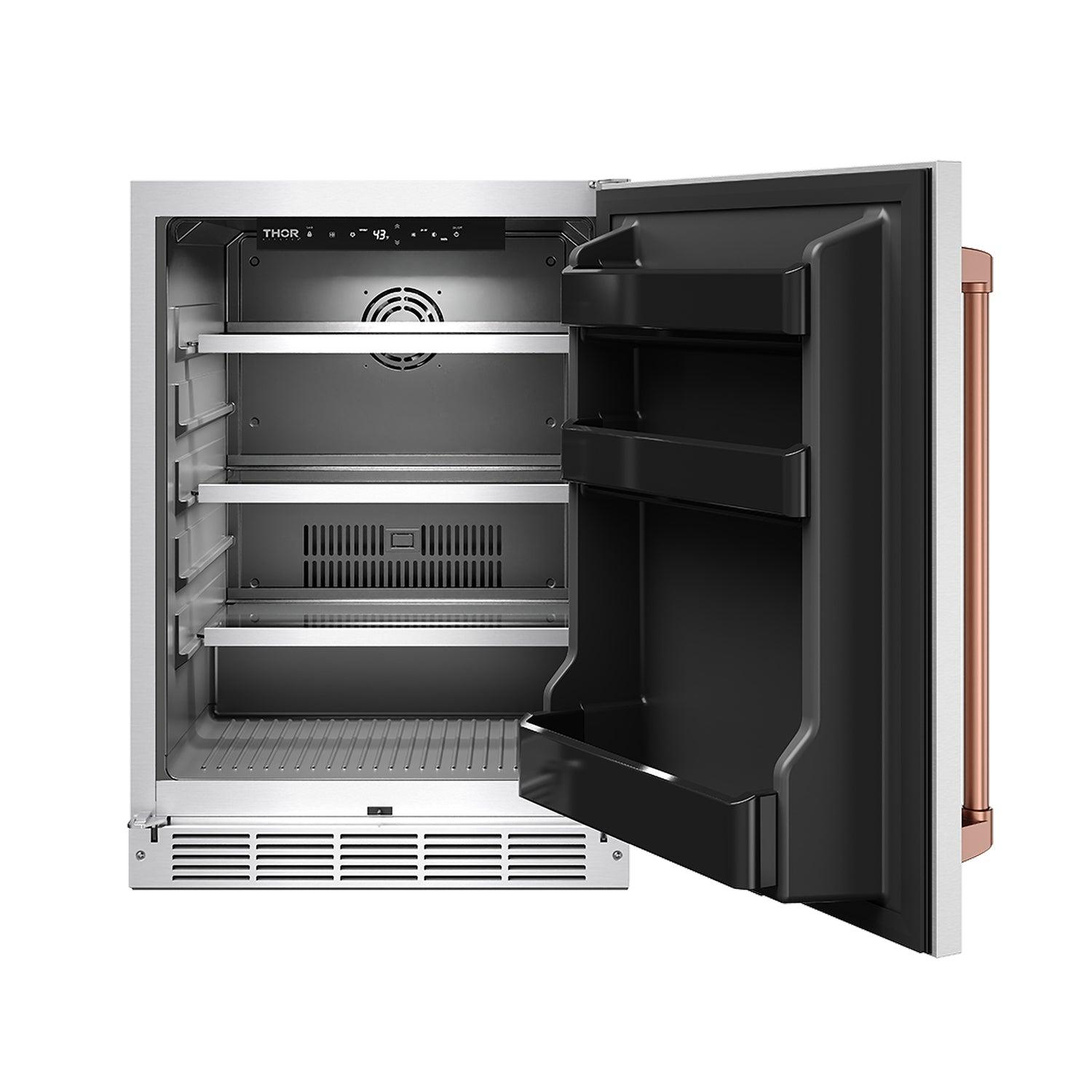 Thor Kitchen RBC24SSDRSG Gordon Ramsay Collection 24 Inch Outdoor Undercounter Beverage Cooler In Stainless Steel/Rose Gold
