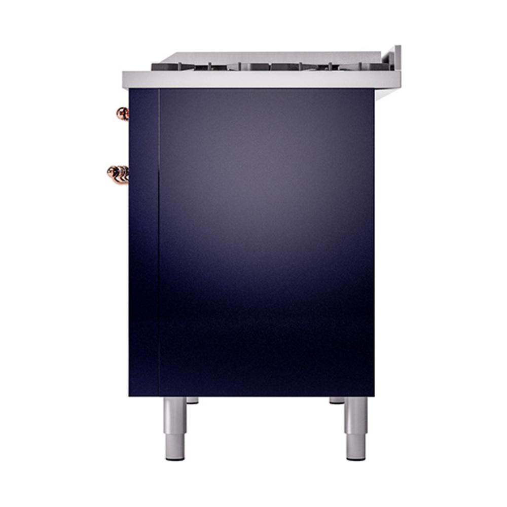 Ilve UN48FQNMPMBP Ilve Un48Fqnmpmbp Nostalgie Ii Noblesse 48" Dual Fuel Range (8 Sealed Burners + Griddle, Natural Gas, Solid Door, Midnight Blue, Copper)