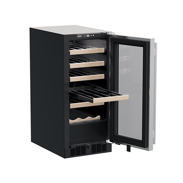 Marvel MLWC115SG01A 15-In Built-In Single Zone Wine Refrigerator With Wine Cradle With Door Style - Stainless Steel Frame Glass