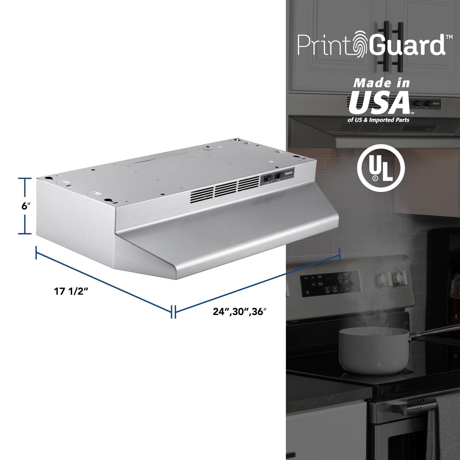 Broan 4136SF Broan® 36-Inch Ductless Under-Cabinet Range Hood, Stainless Finish